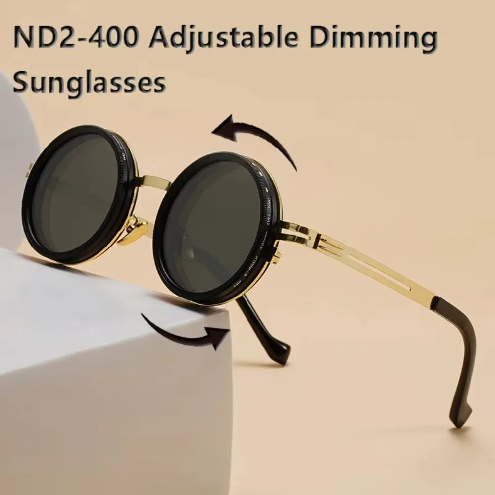 ND2-400 Adjustable Dimming Glasses ND Filter UV400 Polarized Sunglasses With Glasse Case 9 Level Sunglasses Outdoor