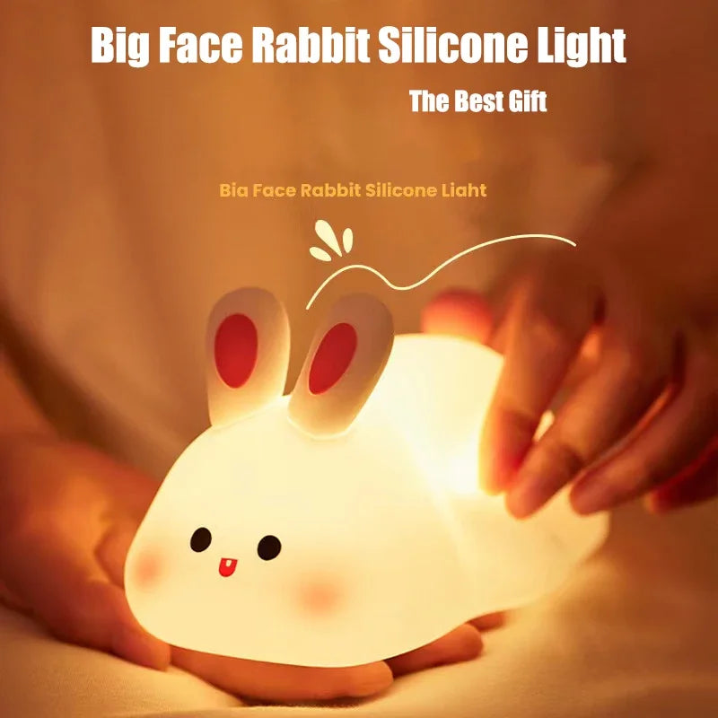 Cute Rabbit Night Light Silicone Nursery Sleeping Lamp