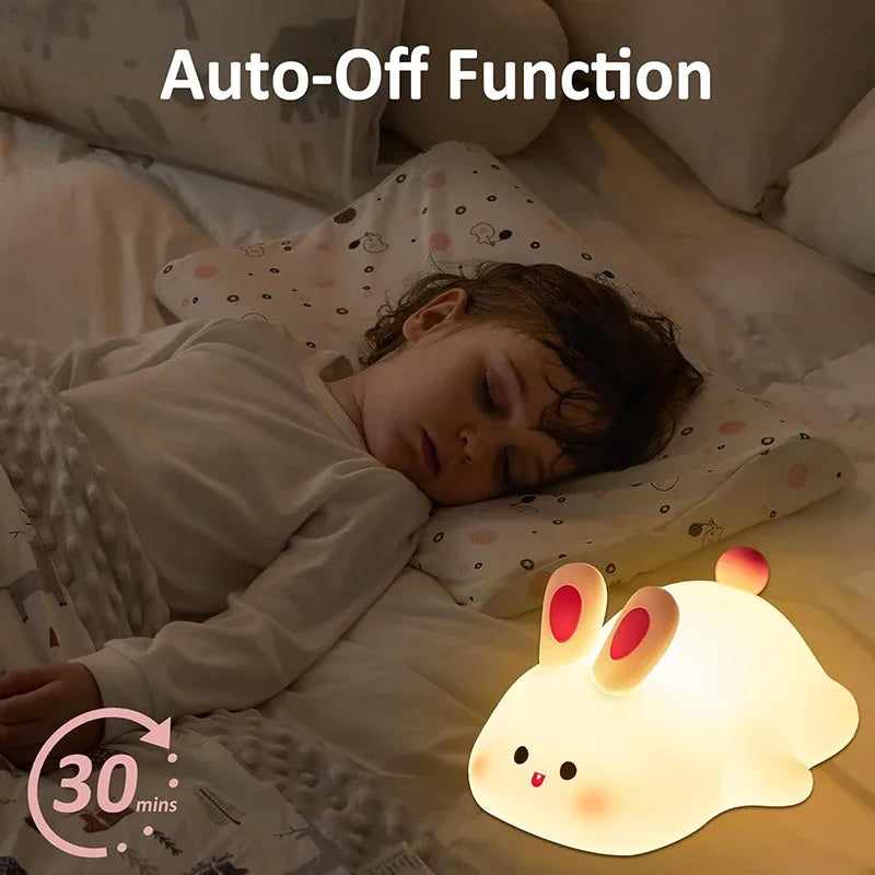 Cute Rabbit Night Light Silicone Nursery Sleeping Lamp