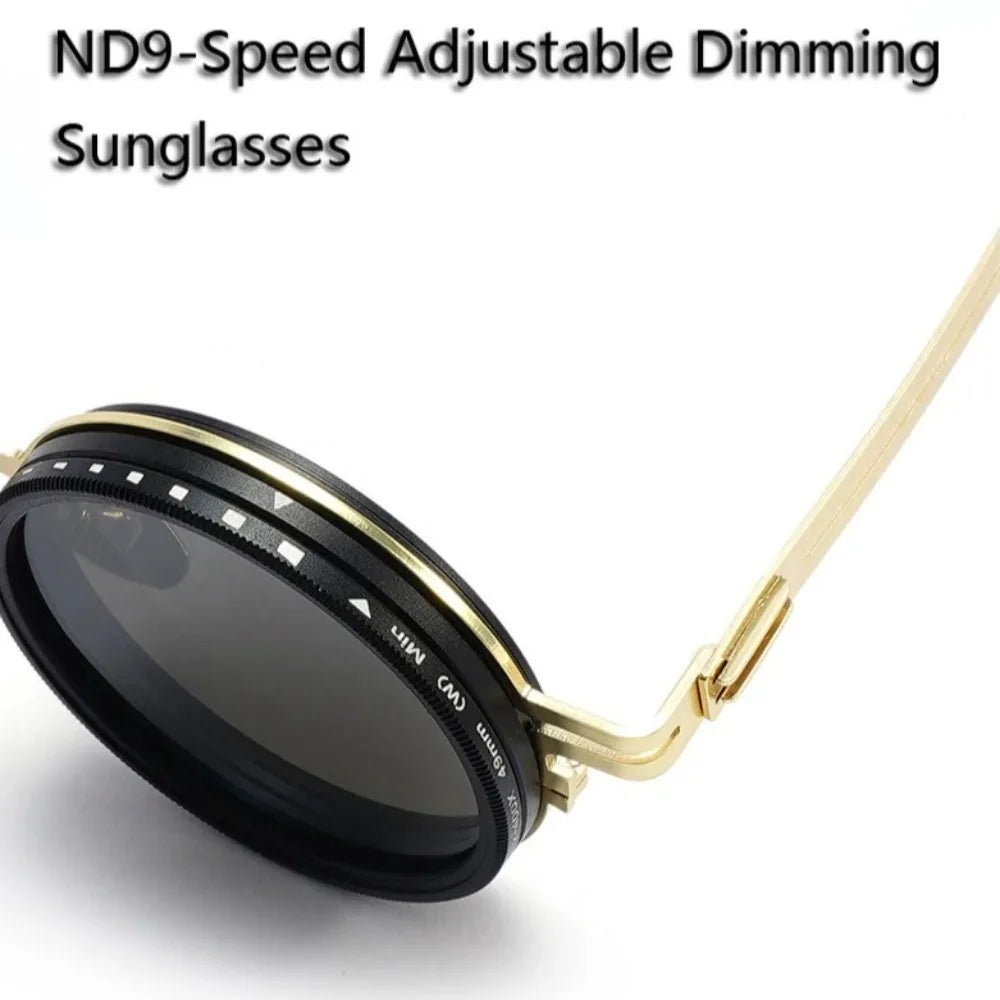 ND2-400 Adjustable Dimming Glasses ND Filter UV400 Polarized Sunglasses With Glasse Case 9 Level Sunglasses Outdoor
