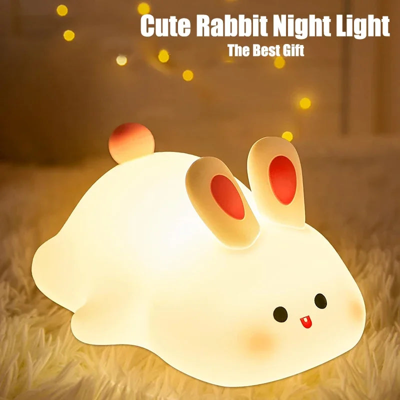 Cute Rabbit Night Light Silicone Nursery Sleeping Lamp